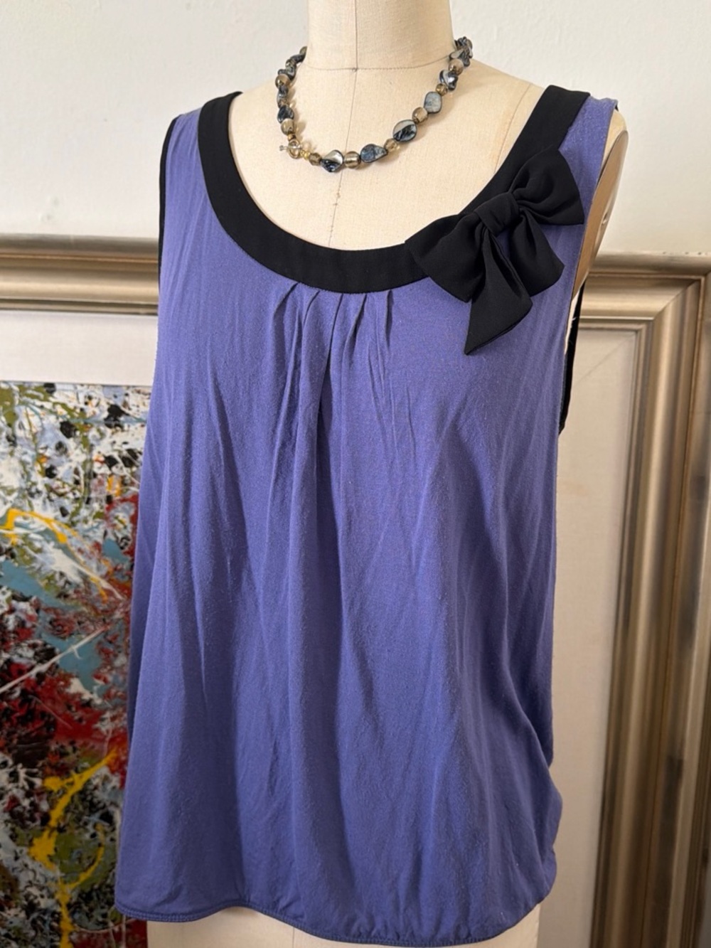 LOFT Lavender Tank with Black Trim and Bow